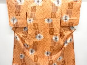 大正ロマン　色紙に抽象模様織出し銘仙着物